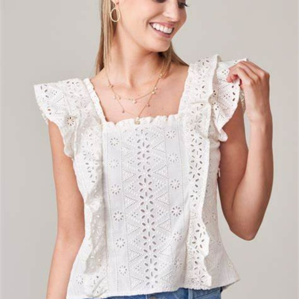 Spartina 449 Taralynn Eyelet Top size M